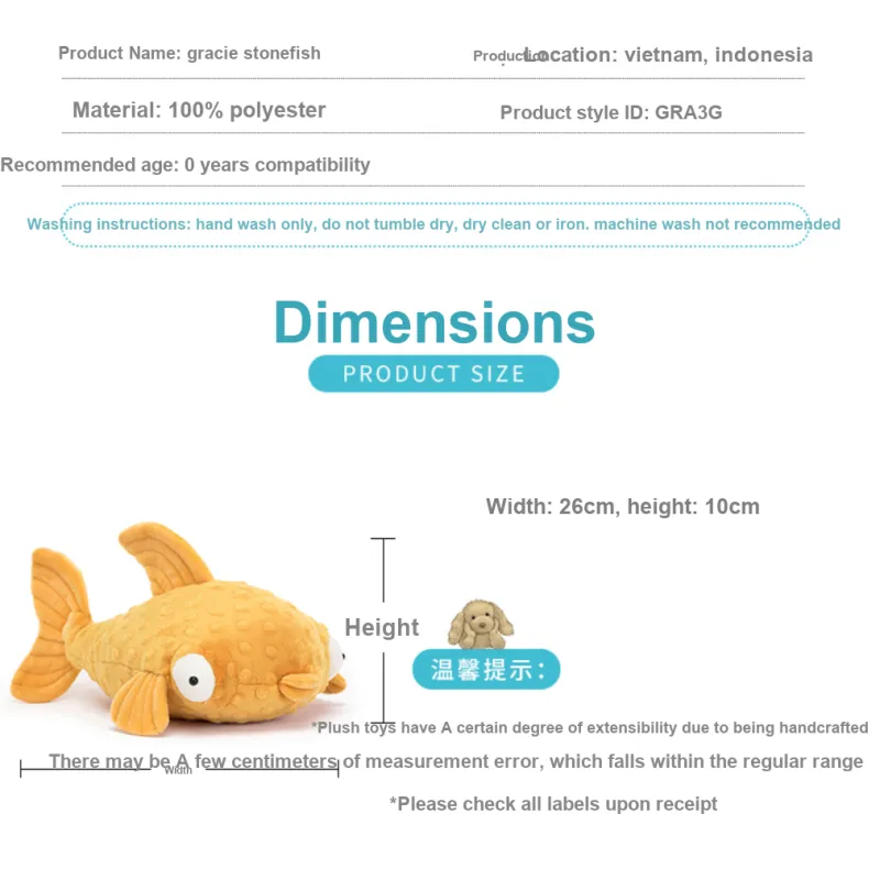JELLYCAT Gracie Grouper Fish Plush Toy-3