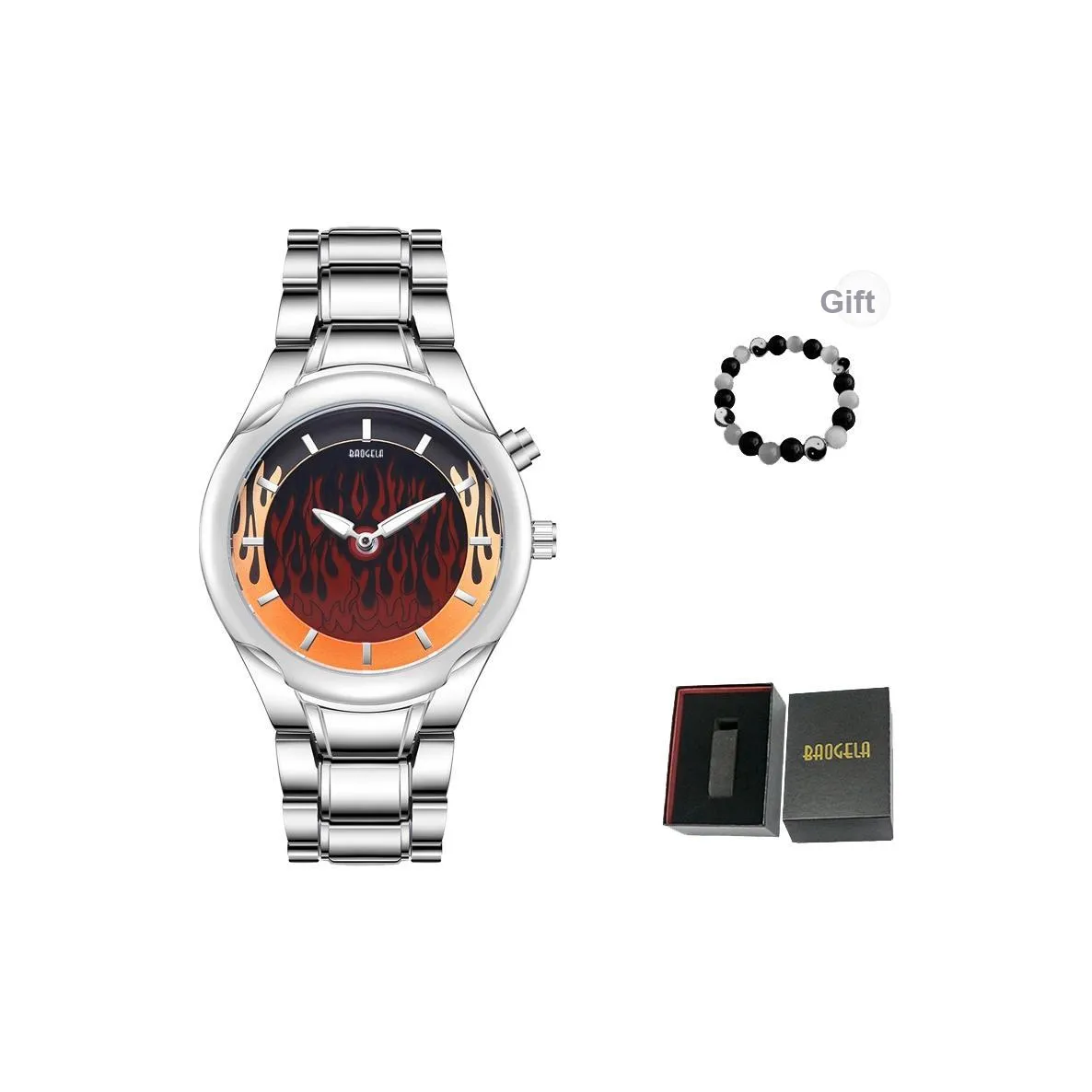 BAOGELA Кварцевый механизм ремешок из нержавеющей стали унисекс белый циферблат