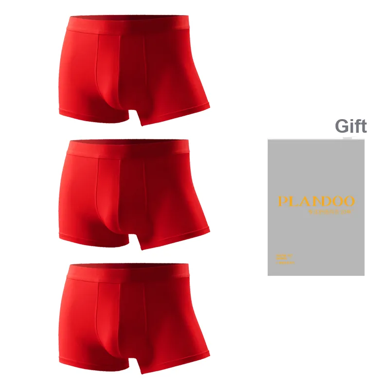 PLANDOO Underpants Men's Shopping Bag Combo Set Red-1