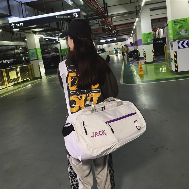 PULUWIRR Oxford Gym Bag Medium Size Unisex White, Black-32