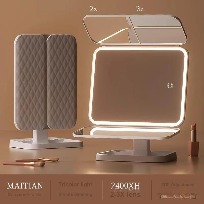 XIANLVE Three Foldable Rotatable LED Mirror Make up Tools Beauty Enhancement, Fill Light, Portable, HD-1