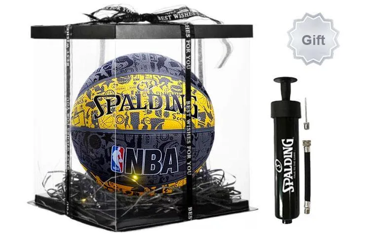 SPALDING Graffiti Rubber Basketball Black Gold Size 7 Training-5