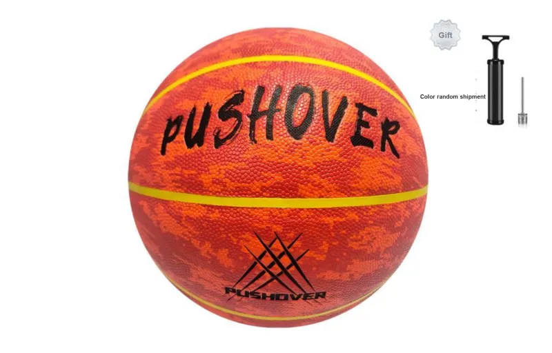 PUSHOVER PU Basketball Red Brown Size 7 Training Unisex-0