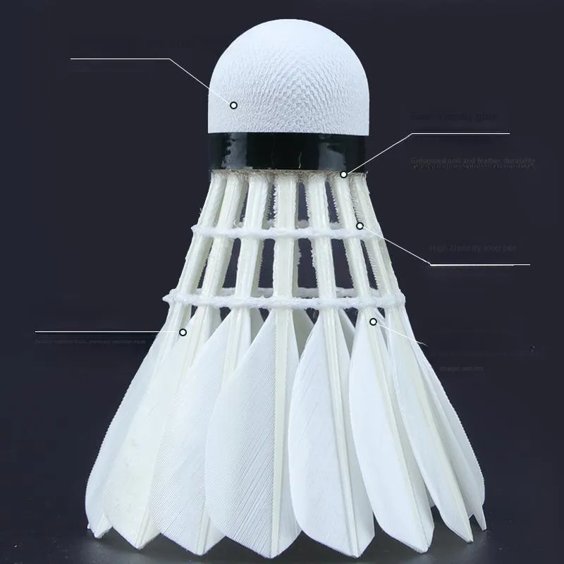 PEAK Goose Feather Shuttlecock 12 Pack Goose Feather Training Shuttlecocks-4