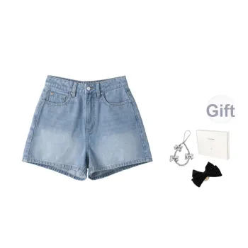 Fstudio Korean Style Petite Versatile High Rise Denim Shorts Women's