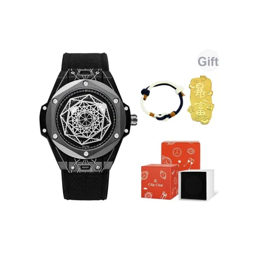 Clip Clop Кварцевый механизм силиконовый ремешок мужские часы черный циферблат