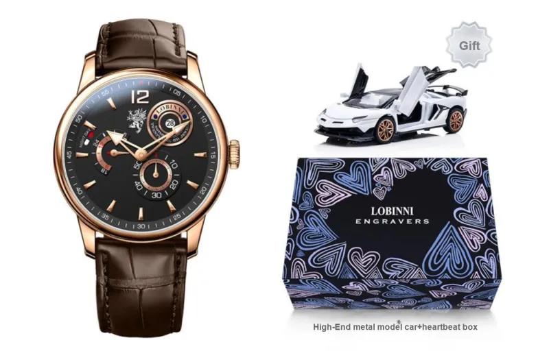 LOBINNI L Automatic Mechanical Movement Watch Men's Watches Black Dial-2