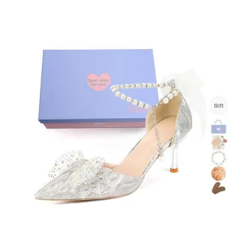 Xingdiman Slim Heel High Heels 8cm 6cm Women's Silver [ Gift Box Set ]