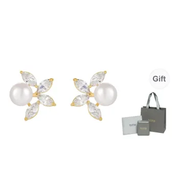 YPYN Alloy Stud Earrings Women's White Gold