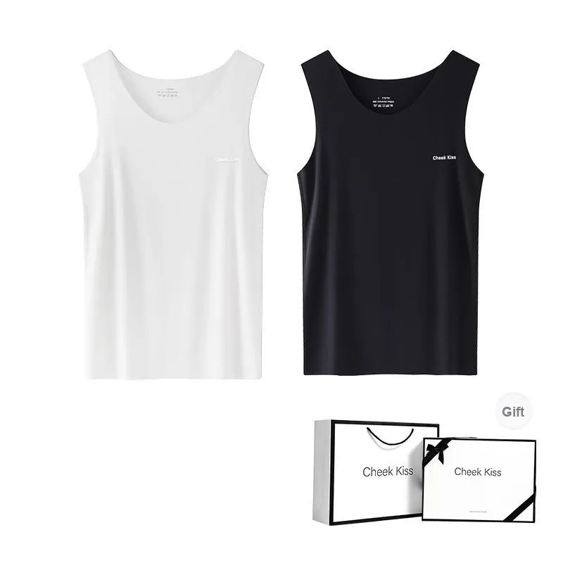 Cheekkiss Tank Top Men's Spring And Summer Solid Color Seamless Inner Base T Shirt For Men With Premium Gift Box Set-8