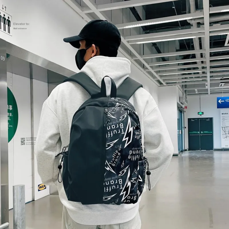 HCXK Nylon Backpack Unisex Black/White/Gray-4