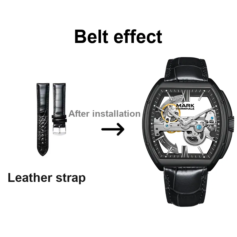 FAIRWHALE Automatic Mechanical Movement Metal Strap Watch Men's Watches White Dial-21