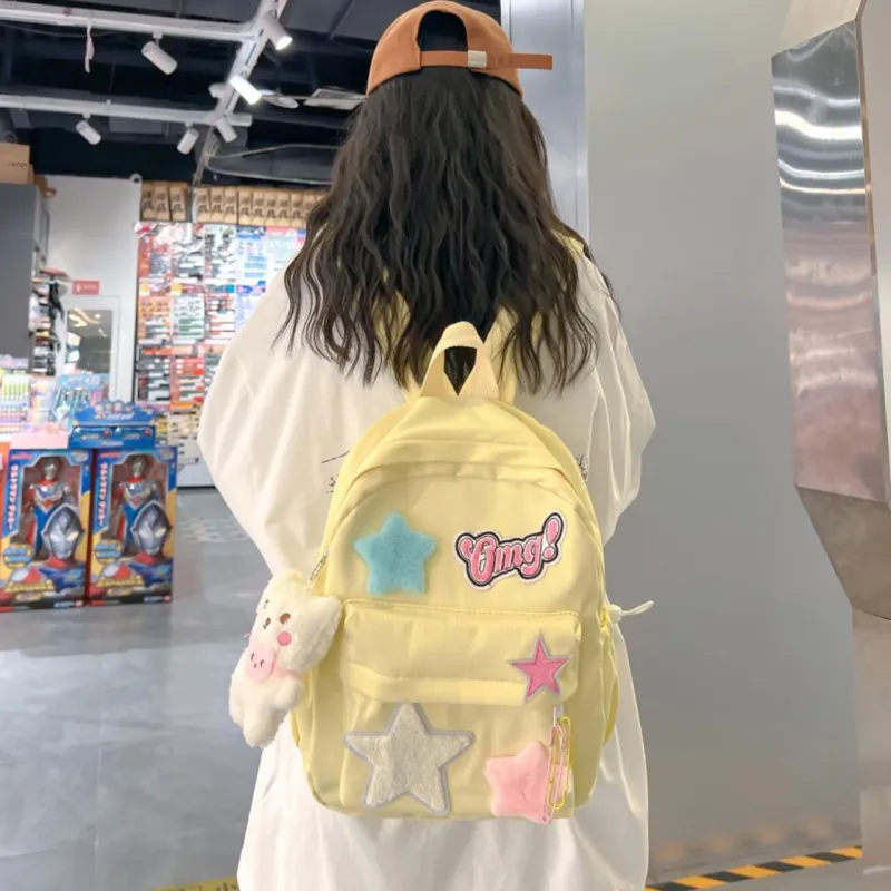 Yalu Nylon Backpack Regular Unisex Yellow/Green/Pink-2