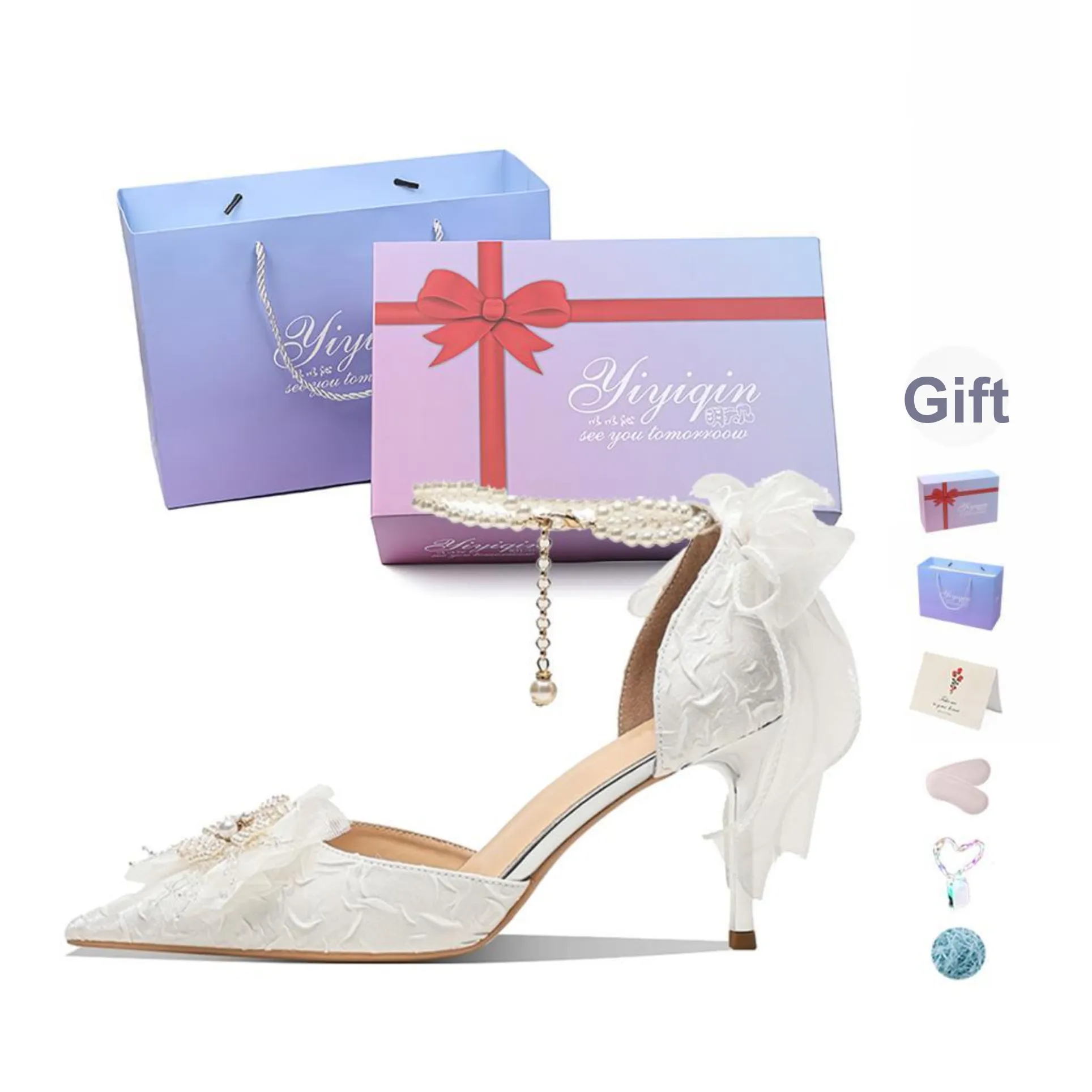 Take the Qin Низкий каблук Высокий каблук Женские Экрю