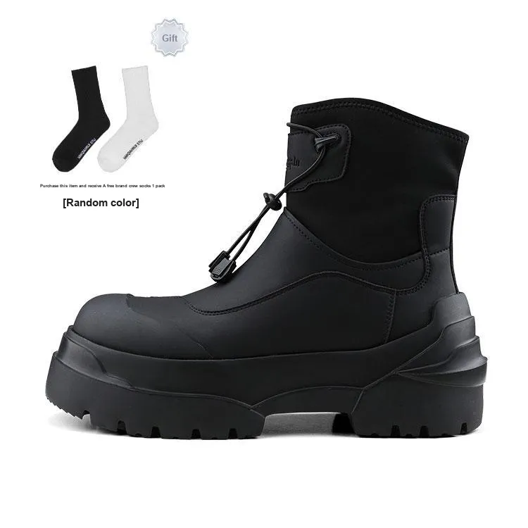 HANQIAORIJI Heavy Industry Series Ankle Boots 5cm Unisex Black