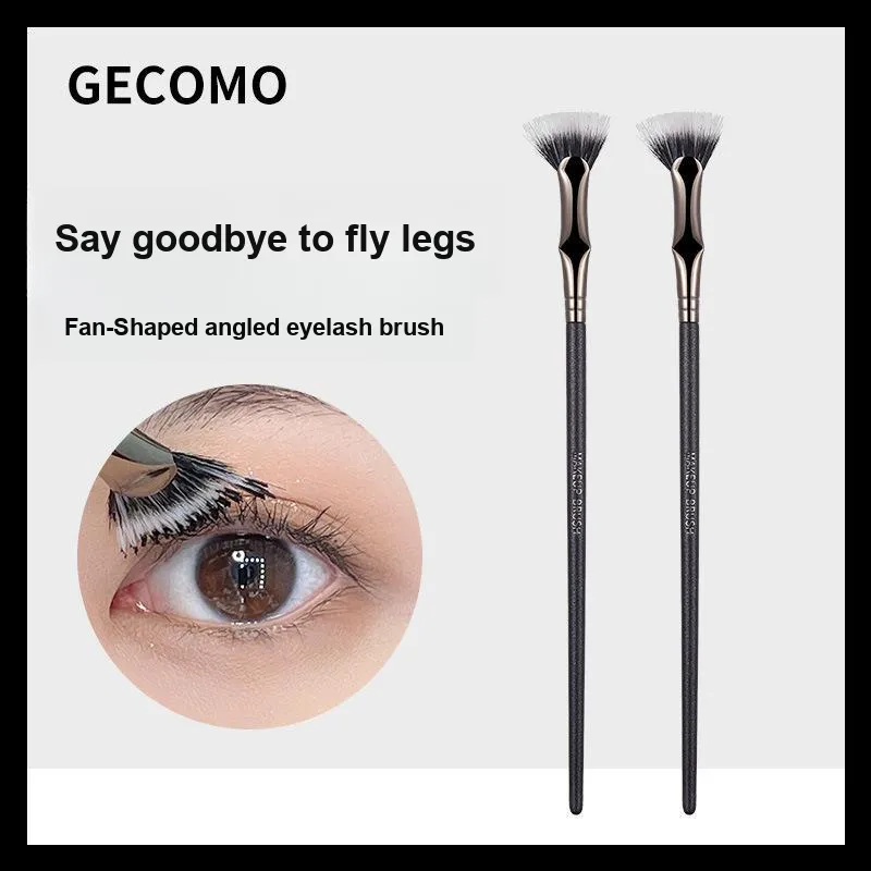 GECOMO Angled Fan Shaped Mascara Brush+Oil Absorbing Paper Combination, Built in Mirror Powder Puff, Makeup Tool-1
