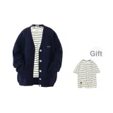 Navy Blue (Includes White Stripes Short-Sleeved+Brooch)