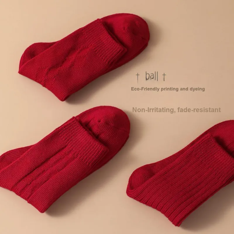 JUNEROSE Mid Calf Socks Women's 3 Pack Red-6