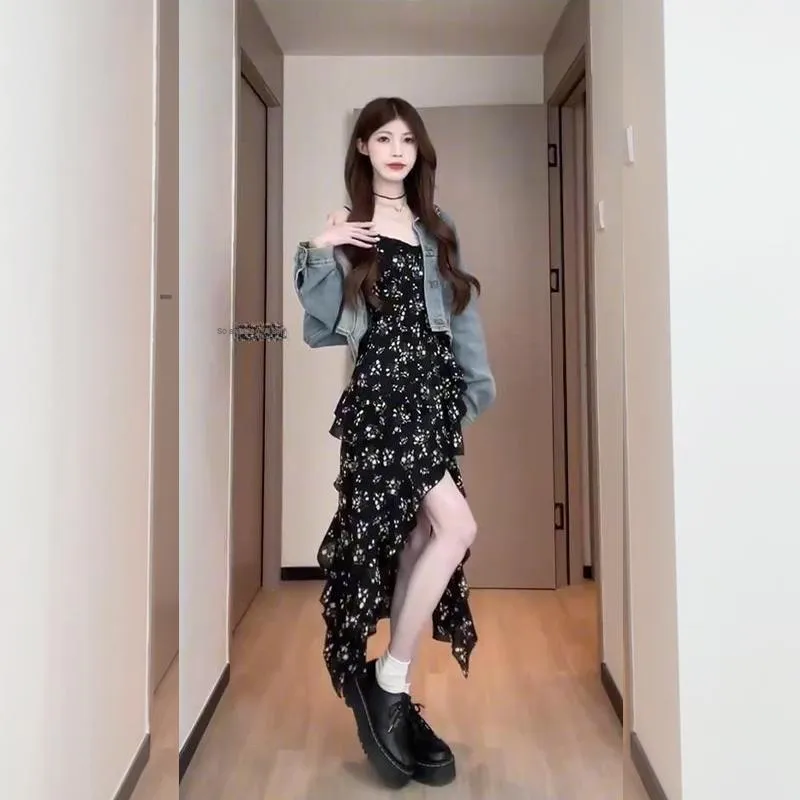 SONGBENSANGSANG Denim Jacket Women's Blue-4