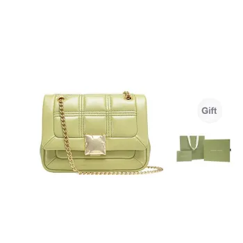 VANESSA HOGAN Vh Classic Series Chocolate Cow Leather Shoulder Bag, Small Square Bag Medium Size Women's Green