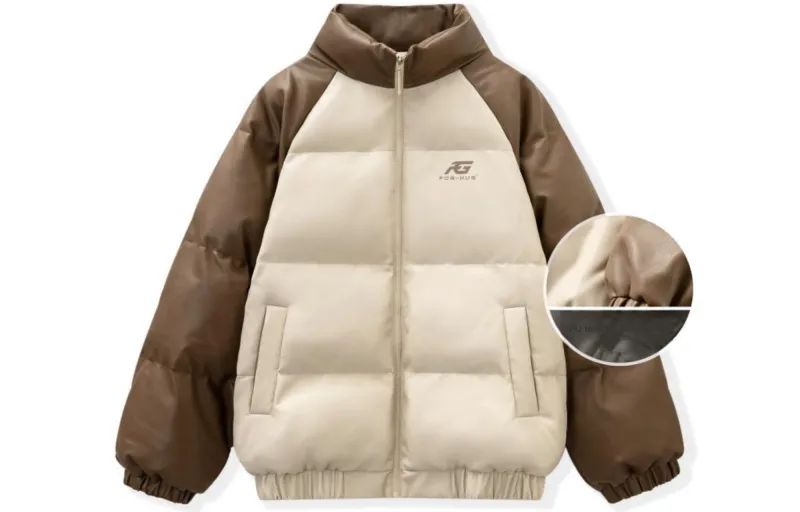 FORHUG Puffer Jackets Unisex Oat Gray & Brown-0