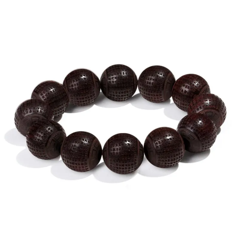 PUTUOSHANWENCHUANG Small Leaf Red Sandalwood Bracelets Unisex-6