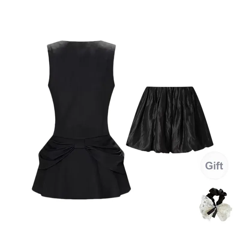 TUSHIFEI Skirt Set Women's Black-1
