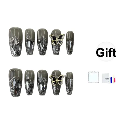 JINGCHANXUE Ручной работы Металлический Ромб Бабочка False Nail MID Длина (размер в длину) Премиум Feel Градиентный Flashing