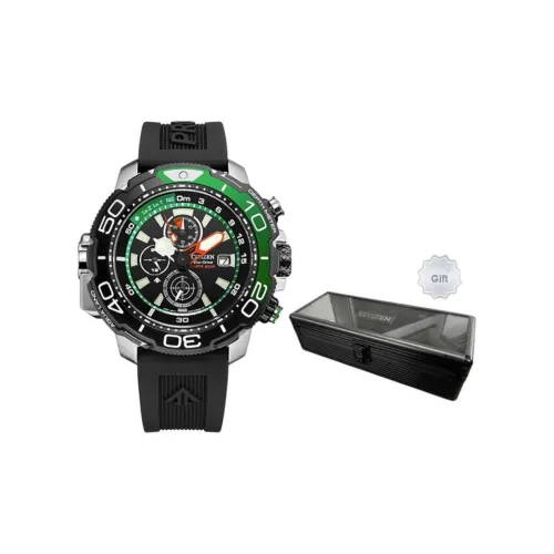 CITIZEN Ecology Drive Collection Светильник Кварцевый механизм Резиновый ремешок Часы Мужские Зеленый циферблат
