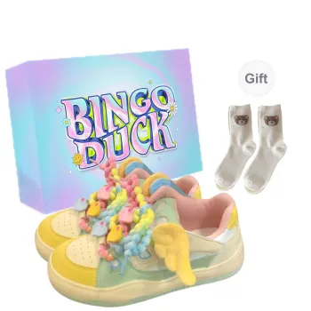 BINGO DUCK Low Top Skateboard Shoes Women's Yellow Green