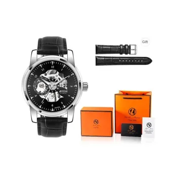 AIYISHI Play The Cool Series Automatic Mechanical Movement Leather Watch Bands Chinese Watches Men's Watches Black Dial