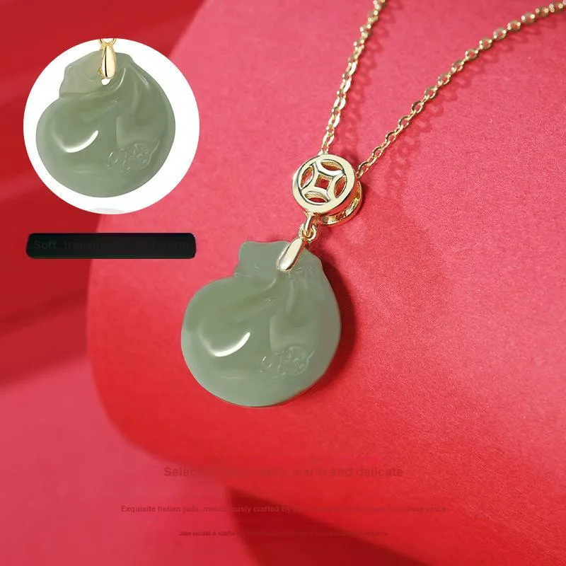 Andaozi Hetian Jade Necklaces Green Jade Unisex-2