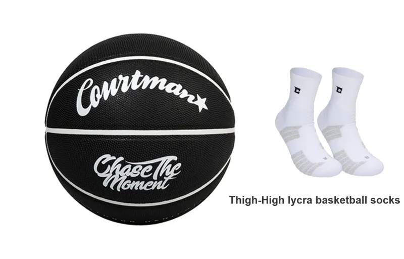 COURTMAN Practical Series PU Basketball Star Logo Black Size 7 Training Unisex-1