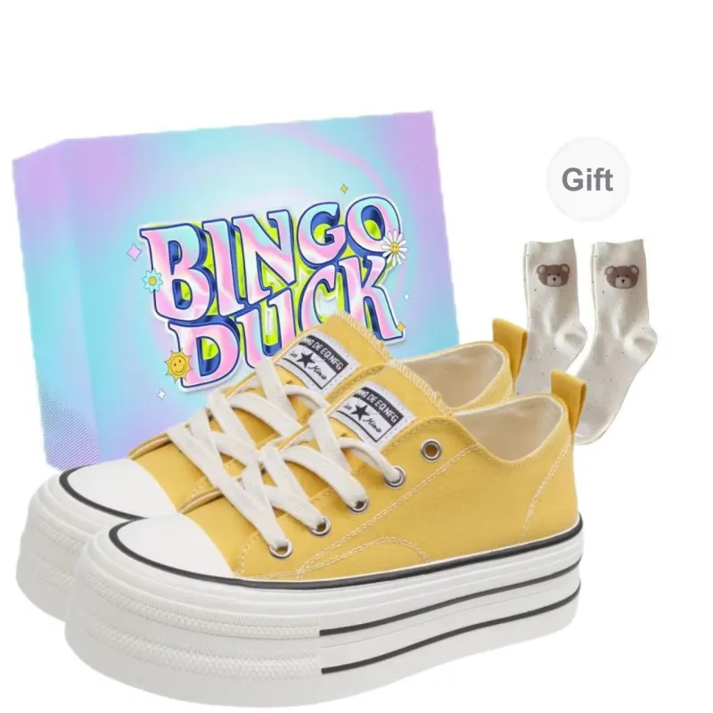 BINGO DUCK Slip Resistant Height Increasing Low Top Skateboard Shoes Women's-2