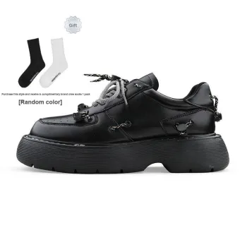 HANQIAORIJI Low-Top Chunky Sneakers 3cm Unisex Black