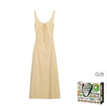 ZVJH Slip Dresses Women's Yellow Floral Dress Shopping Bag