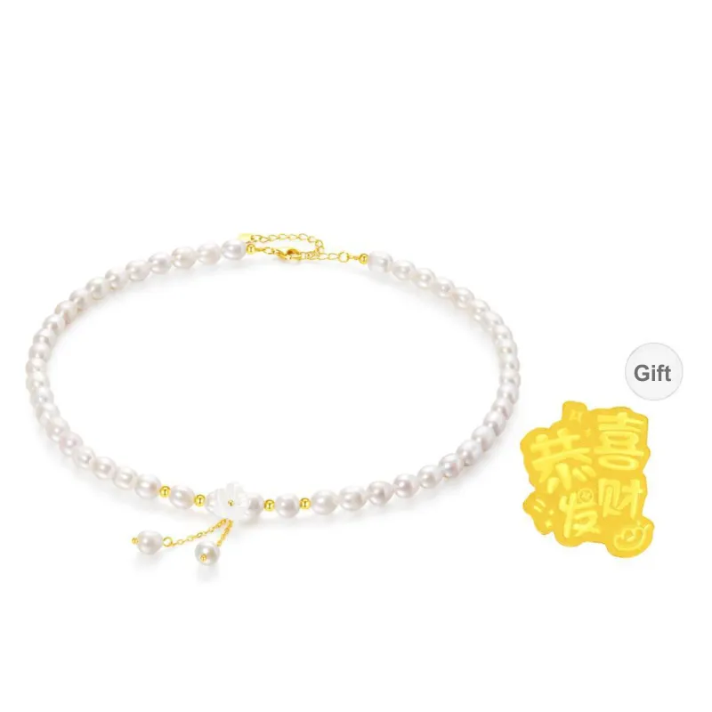 Lao Feng Xiang Pearl Necklaces Women's-0