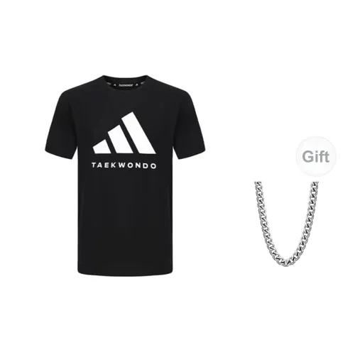 Adidas T-Shirts Unisex Black/White+Necklaces