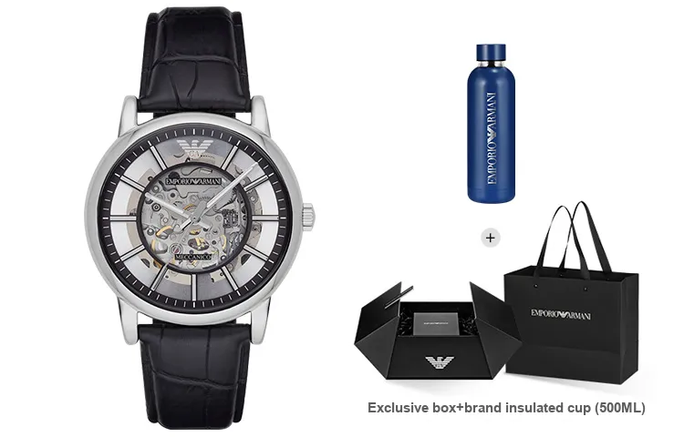 EMPORIO ARMANI Wrist Watch Mechanical Movement Leather Strap Silver Dial Men's Watches Box Available For Purchase-15