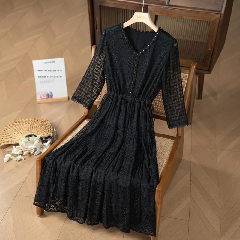 To The West Long Sleeved Dresses Women's Black-2