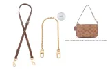 Coach Brown 1.1cm Width Plain Weave Gold Buckle 90-120cm+Free Decorative Chain 40cm