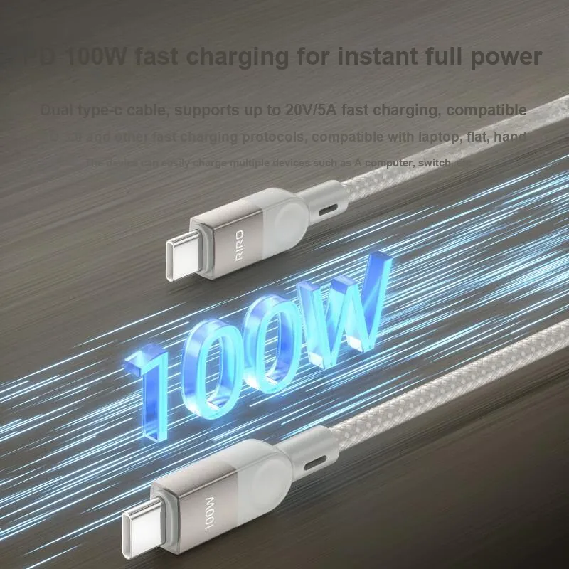 RIRO D50 1.5m Extended Length Type c To Type c 100W Upgraded Magnetic+High Density Yarn-6