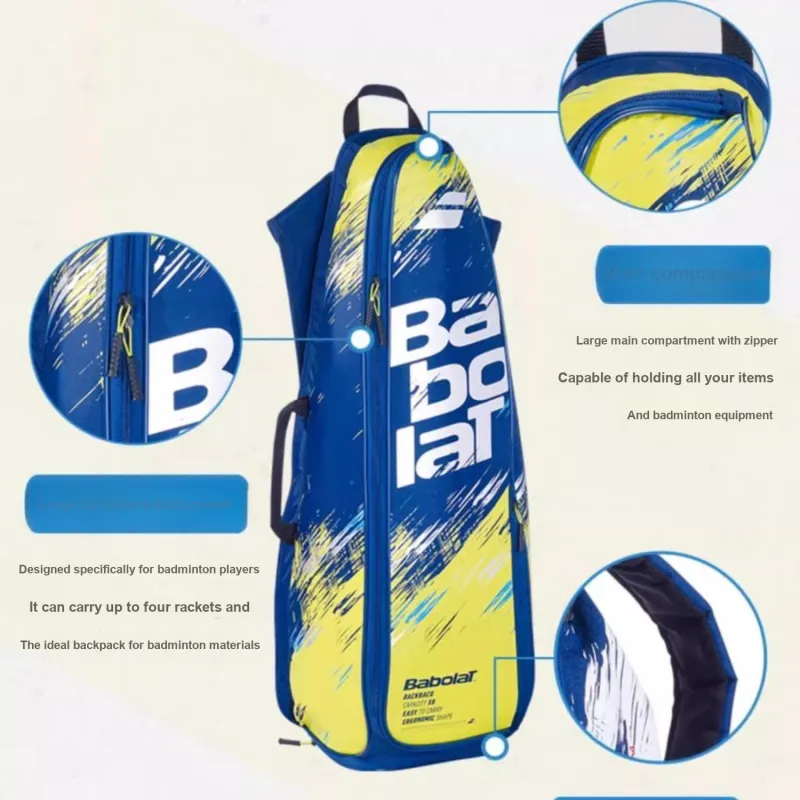 Babolat Badminton Racket Bags 4 Sticks Sporty Style Multipurpose Strap Blue/Green Unisex Independent Shoe Compartment-1