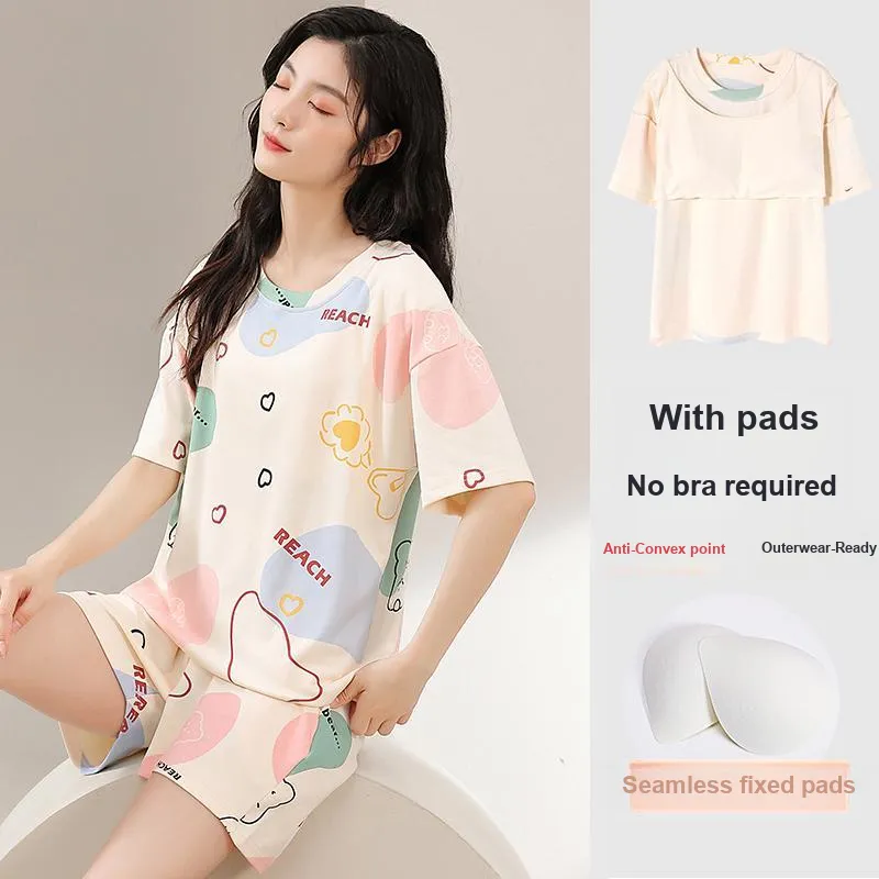 YUZHAOLIN Pajama Set Women's Apricot-6