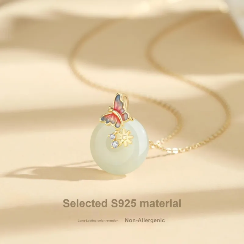 Andaozi Hetian Jade Necklaces Pale Greenish White Jade Women's-3
