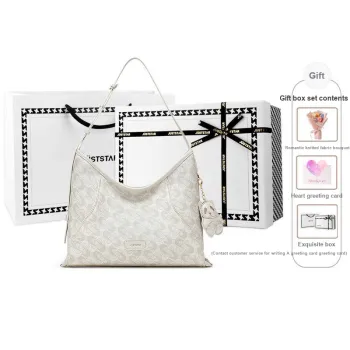 JUST STAR Synthetic Leather Portable Crossbody Bag, Shoulder Bag Medium Size Women's White/Black/Pink