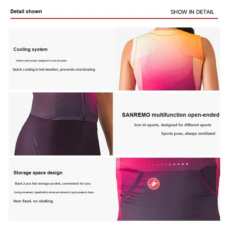 CASTELLI Cycling Suit Women's 2 Piece Set 513 Rose Red-3