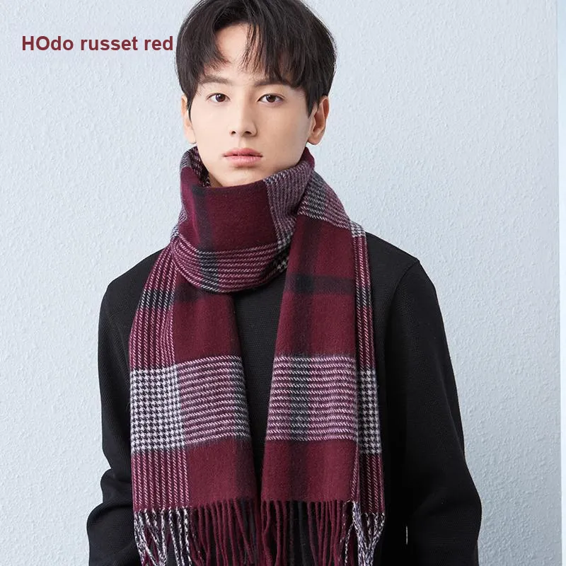 Red Bean Wool Knit Scarves Men's-10