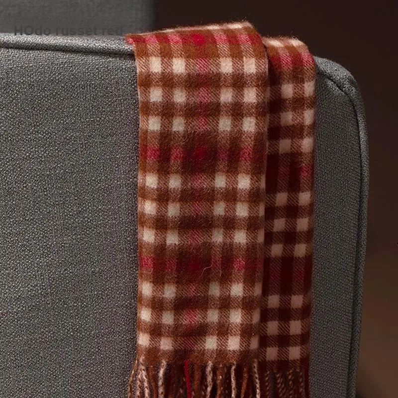 Red Bean 100% Wool Knit Scarves Women's-5