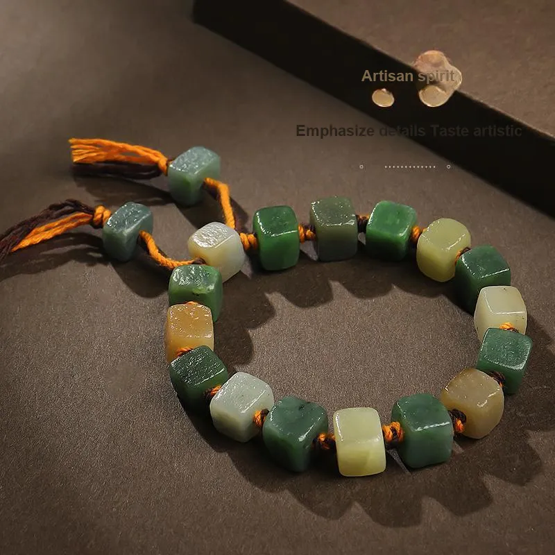 YINXIANGMOU Hetian Jade Bracelets Pale Greenish White Jade Men's-4